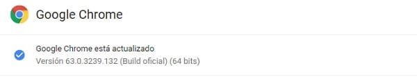 versión de google chrome